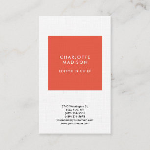 Cartão De Visita Planície Minimalista Vermelho Laranja Simples Mode