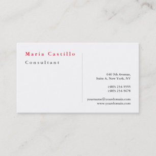 Cartão De Visita Planície Minimalista Vermelho Vermelho Moderno e E