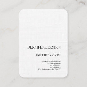 Cartão De Visita Planície Moderna Minimalista Linen Branco Negro