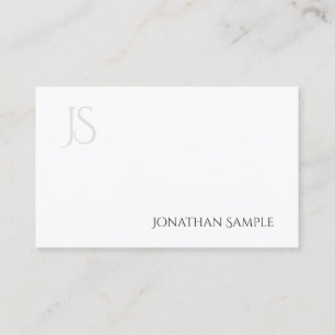 Cartão De Visita Planície simples do monograma elegante minimalist