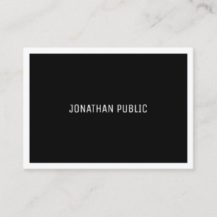 Cartão De Visita Planície Simples, Negra E Branca, Elegante B&W Mod
