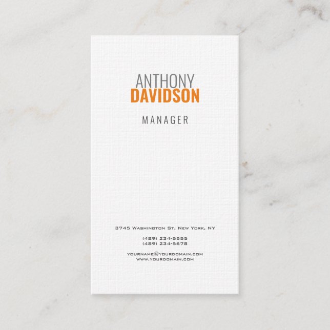 Cartão De Visita Planilha profissional mínima moderna (Frente)