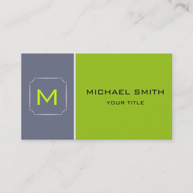 Cartão De Visita Planilha verde e Cinza no Elegante Professional Mo (Frente)