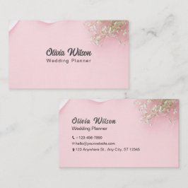 Cartão De Visita Planner de Casamento de Flor Minimalista Rosa Simp