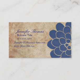 Cartão De Visita Planner de Casamento Floral da Dahlia Azul Vintage