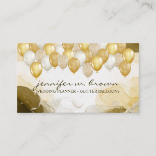 Cartão De Visita Plano de Festa de Balão Ombre Dourado