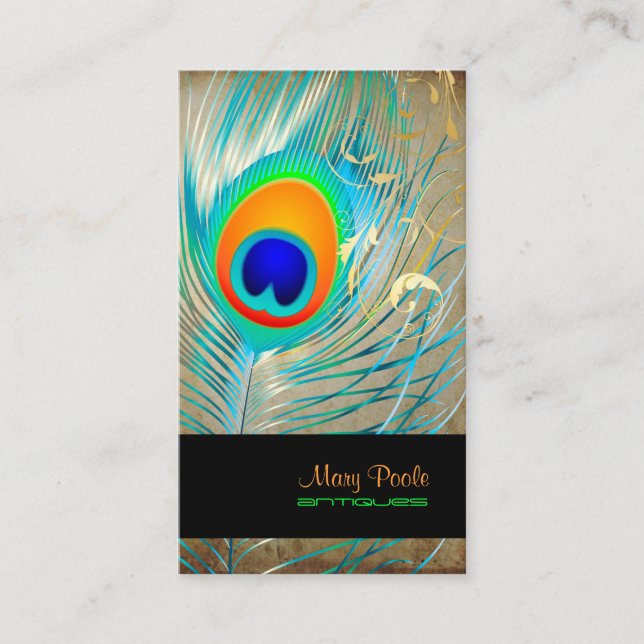 Cartão De Visita Plano de fundo/pavão+filigre do PixDezines (Frente)