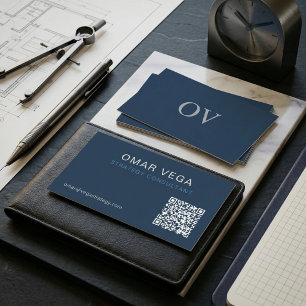 Cartão De Visita Planta de Referência Grid Minimal Moderno Código Q