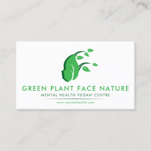 Cartão De Visita Planta Face Natureza Vegan Verde