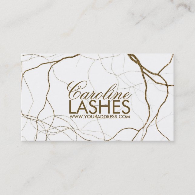 Cartão De Visita Planta ouro Raízes Eyelash Makeup White Card (Frente)