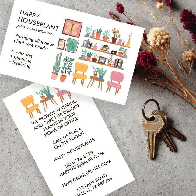 Cartão De Visita Planta Sitter Planta de Aterro (Plant Sitter Houseplant Plant Watering Housesitting Business Card
)