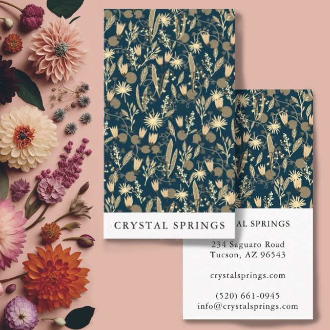 Cartão De Visita Plantas Botânicas De Jardim Noturno Floral Moderno (A pretty and minimalist botanical pattern covers this customizable business card. Add your own text!)