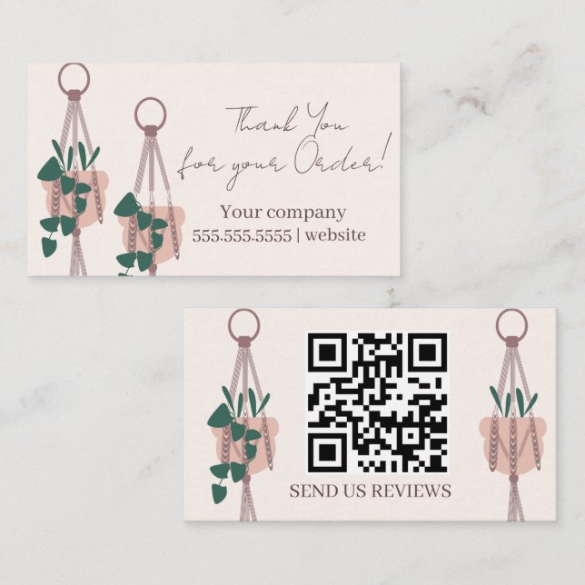 Cartão De Visita Plantas de Script Hanging Obrigado (Frente/Verso)