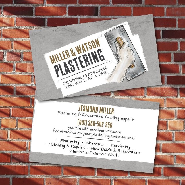 Cartão De Visita Plastering Services  (Criador carregado)