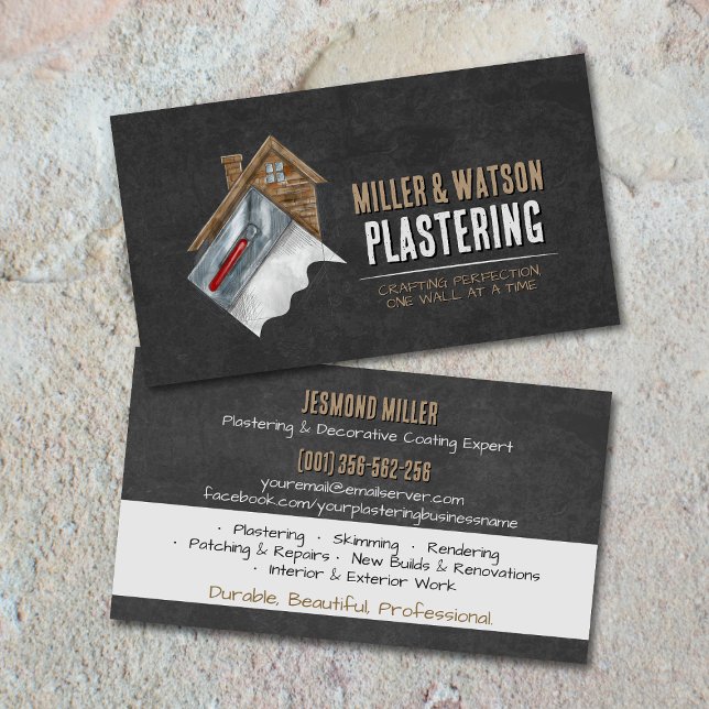 Cartão De Visita Plastering Services Drywall Professional (Criador carregado)