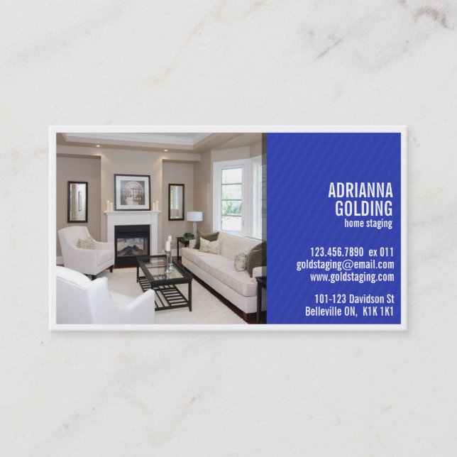 Cartão De Visita Plataforma rachada com foto - azul (Frente)