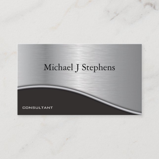 Cartão De Visita Platina Negra Profissional Moderna Texturizada (Frente)