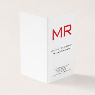 Cartão De Visita Plian Monograma Vermelho Minimalista Branco