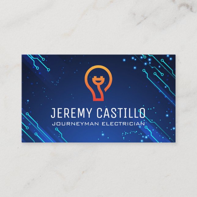 Cartão De Visita Plug-ins | Lâmpadas Leves | Tecnologia Elétrica Mo (Frente)