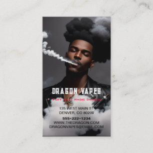 Cartão De Visita Pluma de Vapor de Fumaça Preto e Branco