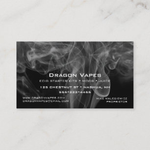 Cartão De Visita Pluma de Vapor Vape Fumaça Preto e Branco