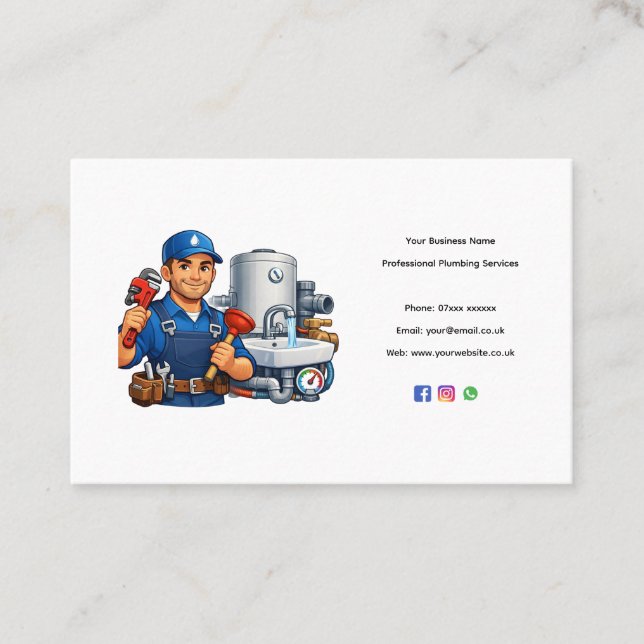 Cartão De Visita Plumber Business Card Template – Professional Edit (Frente)