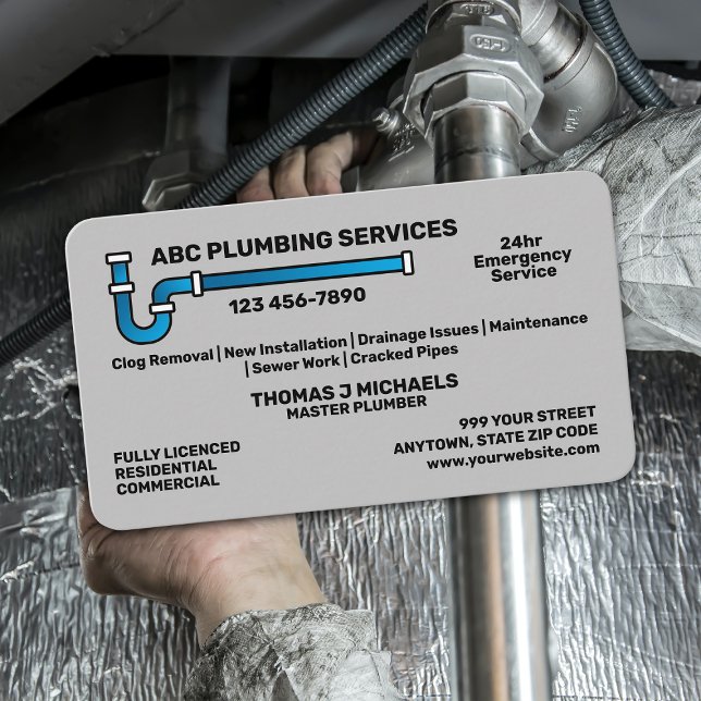 Cartão De Visita Plumbing Service (Criador carregado)