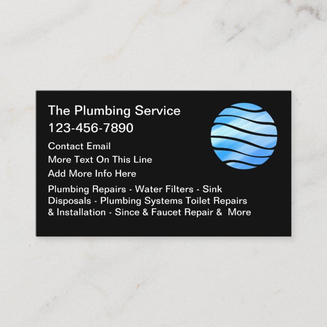Cartão De Visita Plumbing Service Plumber Business Cards (Frente)