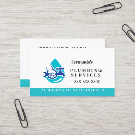Cartão De Visita Plumbing Service Water Drop Logo Plumber Business