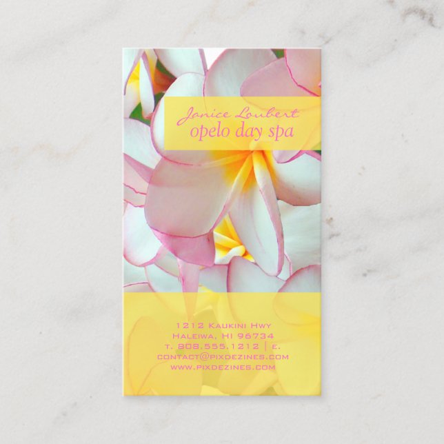 Cartão De Visita PLUMERIAS DE PINK PixDezines (Frente)