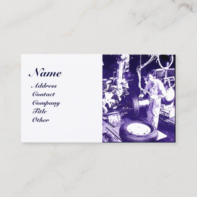 Cartão De Visita PNEUS, AUTOMOTIVO,Garagem de reparação de automóve (Frente)