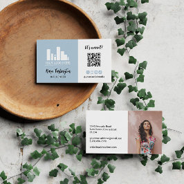 Cartão De Visita Pó azul Seu logotipo Código QR Foto de mídia socia