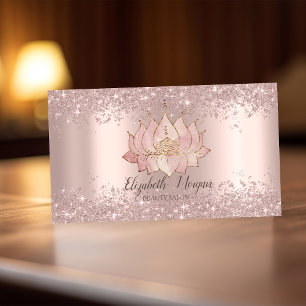 Cartão De Visita Pó de Glitter Dourado Rosa Flor de Lótus de Luxo