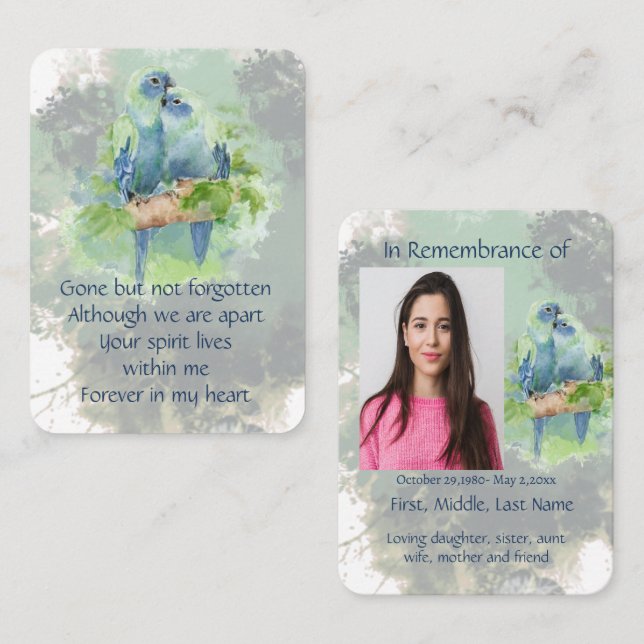 Cartão De Visita Pocket Keepsawn Lembra de peças tropicais Azul (Frente/Verso)