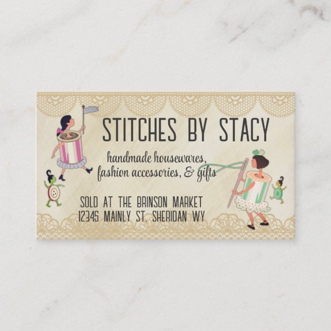 Cartão De Visita Poço de thread e botão pessoas placa de costura do (Frente)