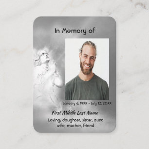 Cartão De Visita Poema Cristão Memorial Presente Anjo Céu Nuvens