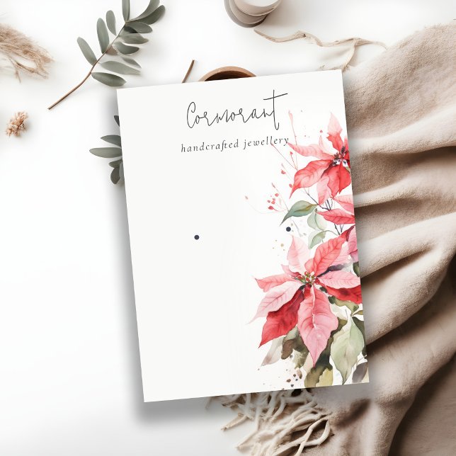 Cartão De Visita Poinsettia Florals Alunos de Natal (Criador carregado)