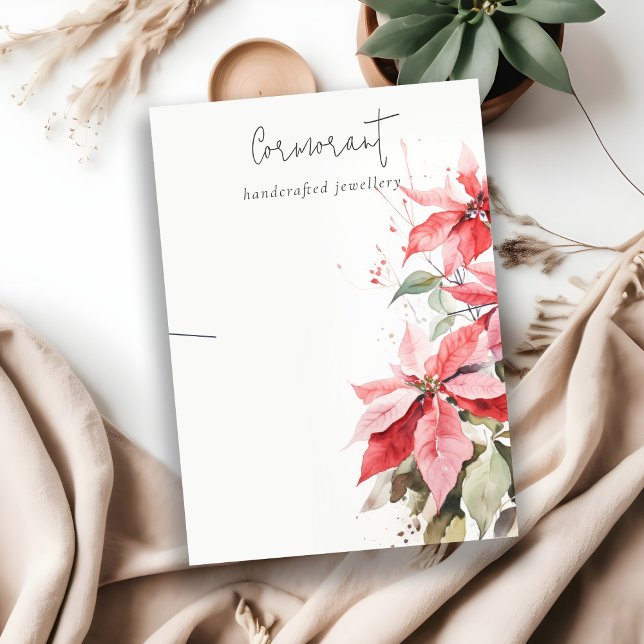 Cartão De Visita Poinsettia Florals Holanda do Colar de Natal (Criador carregado)