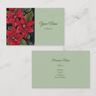 Cartão De Visita Poinsettia Vibrante Em Aquarela