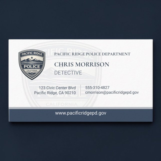 Cartão De Visita Police Detective Logo Modern Business Card (Criador carregado)
