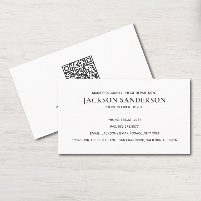 Cartão De Visita Police Officer Department Law Enforcement QR Code (Police Officer Department Law Enforcement QR Code Business Card)