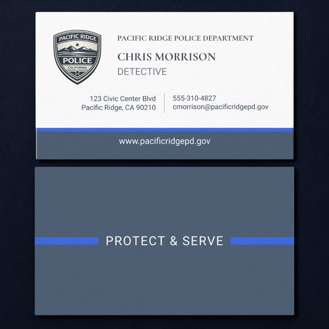 Cartão De Visita Police Thin Blue Line Logo Business Card (Criador carregado)