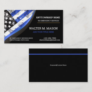 Cartão De Visita Polícia de Linha Azul Simples US FLAG