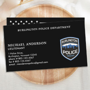 Cartão De Visita Polícia de Nome de Logotipo Personalizado do Polic