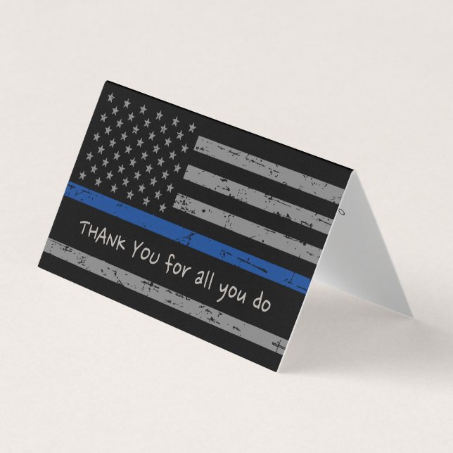 Cartão De Visita Polícia Obrigado Polícia Linha Azul Fino (Frente)