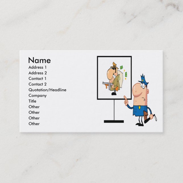 Cartão De Visita policial engraçado mostrando suspeito de ganster (Frente)