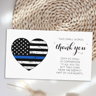 Cartão De Visita Policial Obrigado Coração da Bandeira Azul fina