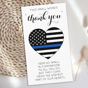 Cartão De Visita Policial Thin Blue Line Flag Heart Obrigado