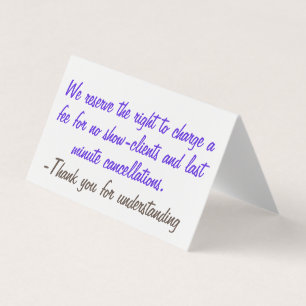 Cartão De Visita Política de cancelamento