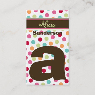 Cartão De Visita Polka Color Candy Dots Monograma Alphabet Fodt